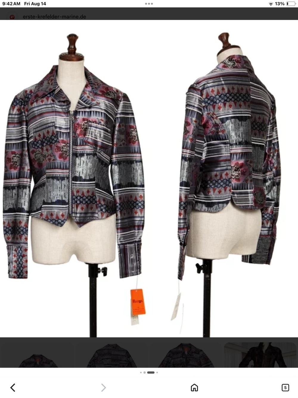 Christian Lacroix Multicolor Patterned Cropped Blazer in Gray and Pink